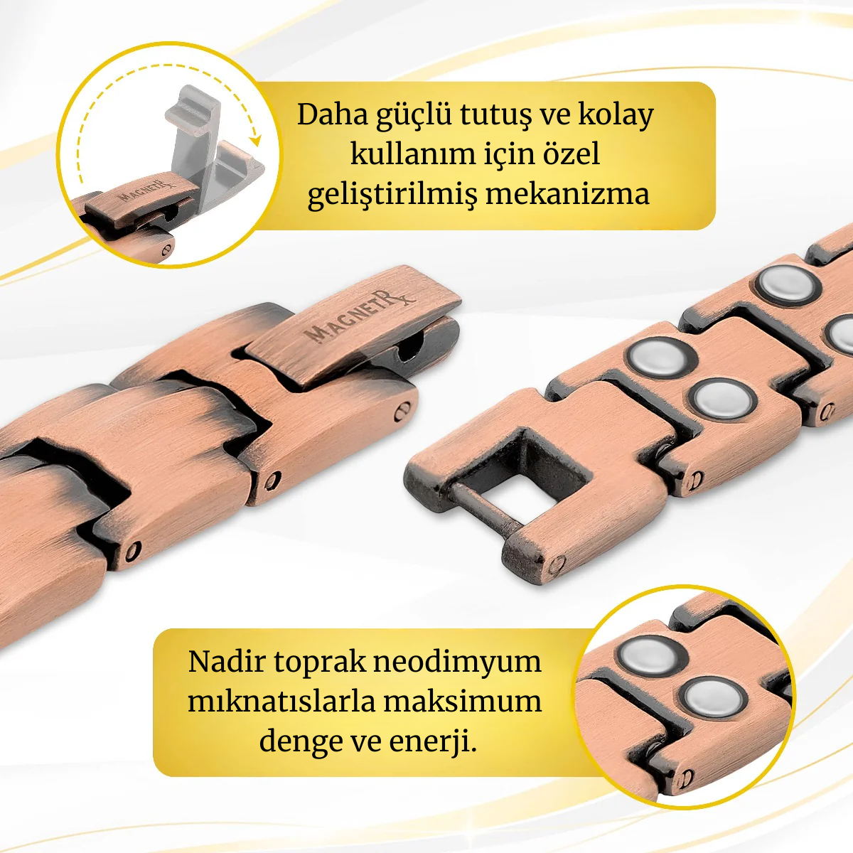 Kalvaris Saf Bakır Terapi Bileklik – Manyetik Şifa ve Şıklık