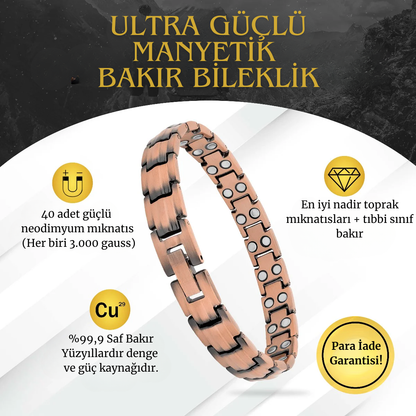 Kalvaris Saf Bakır Terapi Bileklik – Manyetik Şifa ve Şıklık