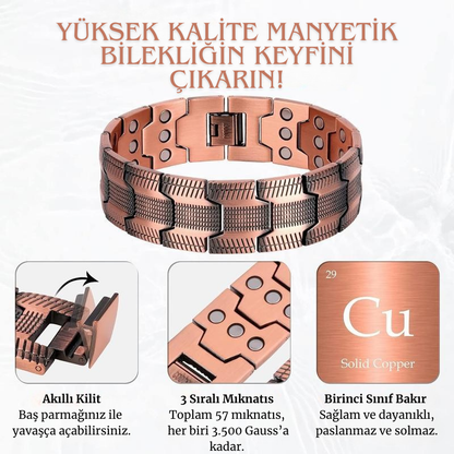 Kalvaris Saf Bakır Terapi Bileklik – Manyetik Şifa ve Şıklık